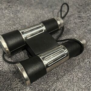 Black and Silver Binoculars Flask